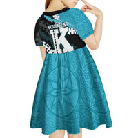 Personalized Kapolei Hawaii High School Kid Short Sleeve Dress Puakenikeni Lei Hawaiian Pattern - Polynesian Pride