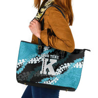 Personalized Kapolei Hawaii High School Leather Tote Bag Puakenikeni Lei Hawaiian Pattern - Polynesian Pride