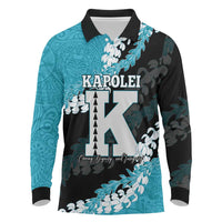 Personalized Kapolei Hawaii High School Long Sleeve Polo Shirt Puakenikeni Lei Hawaiian Pattern - Polynesian Pride