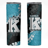 Personalized Kapolei Hawaii High School Skinny Tumbler Puakenikeni Lei Hawaiian Pattern - Polynesian Pride