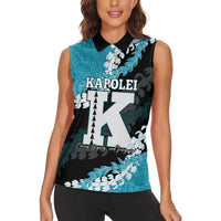 Personalized Kapolei Hawaii High School Women Sleeveless Polo Shirt Puakenikeni Lei Hawaiian Pattern - Polynesian Pride