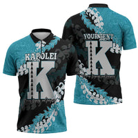 Personalized Kapolei Hawaii High School Zipper Polo Shirt Puakenikeni Lei Hawaiian Pattern - Polynesian Pride