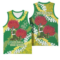 Personalized Leilehua Hawaii High School Basketball Jersey Puakenikeni Lei Hawaiian Pattern - Polynesian Pride