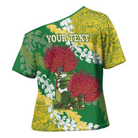 Personalized Leilehua Hawaii High School Cross Shoulder Shirt Puakenikeni Lei Hawaiian Pattern - Polynesian Pride