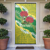 Personalized Leilehua Hawaii High School Door Cover Puakenikeni Lei Hawaiian Pattern - Polynesian Pride