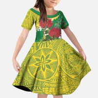 Personalized Leilehua Hawaii High School Family Matching Mermaid Dress and Hawaiian Shirt Puakenikeni Lei Hawaiian Pattern LT14 Daughter's Dress Green - Polynesian Pride