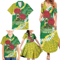 Personalized Leilehua Hawaii High School Family Matching Summer Maxi Dress and Hawaiian Shirt Puakenikeni Lei Hawaiian Pattern - Polynesian Pride
