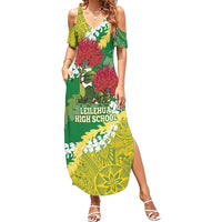 Personalized Leilehua Hawaii High School Family Matching Summer Maxi Dress and Hawaiian Shirt Puakenikeni Lei Hawaiian Pattern - Polynesian Pride