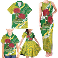 Personalized Leilehua Hawaii High School Family Matching Tank Maxi Dress and Hawaiian Shirt Puakenikeni Lei Hawaiian Pattern LT14 - Polynesian Pride