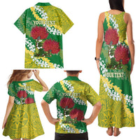 Personalized Leilehua Hawaii High School Family Matching Tank Maxi Dress and Hawaiian Shirt Puakenikeni Lei Hawaiian Pattern - Polynesian Pride