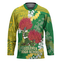 Personalized Leilehua Hawaii High School Hockey Jersey Puakenikeni Lei Hawaiian Pattern - Polynesian Pride