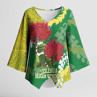 Personalized Leilehua Hawaii High School Kimono Sleeve Blouse Puakenikeni Lei Hawaiian Pattern - Polynesian Pride