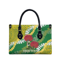 Personalized Leilehua Hawaii High School Leather Bag Puakenikeni Lei Hawaiian Pattern - Polynesian Pride