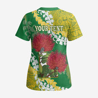 Personalized Leilehua Hawaii High School Scrub Top Puakenikeni Lei Hawaiian Pattern - Polynesian Pride