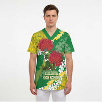 Personalized Leilehua Hawaii High School Scrub Top Puakenikeni Lei Hawaiian Pattern - Polynesian Pride