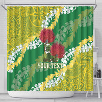 Personalized Leilehua Hawaii High School Shower Curtain Puakenikeni Lei Hawaiian Pattern - Polynesian Pride