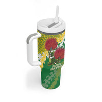 Personalized Leilehua Hawaii High School Tumbler With Handle Puakenikeni Lei Hawaiian Pattern - Polynesian Pride