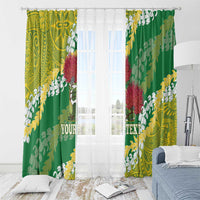 Personalized Leilehua Hawaii High School Window Curtain Puakenikeni Lei Hawaiian Pattern - Polynesian Pride
