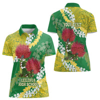 Personalized Leilehua Hawaii High School Women Polo Shirt Puakenikeni Lei Hawaiian Pattern LT14 - Polynesian Pride