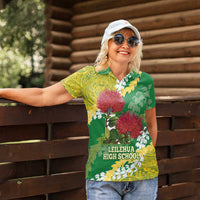 Personalized Leilehua Hawaii High School Women Polo Shirt Puakenikeni Lei Hawaiian Pattern LT14 - Polynesian Pride
