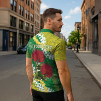 Personalized Leilehua Hawaii High School Zipper Polo Shirt Puakenikeni Lei Hawaiian Pattern - Polynesian Pride