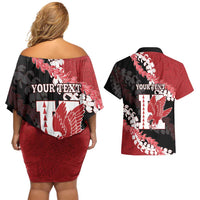 Personalized Kalani Hawaii High School Couples Matching Off Shoulder Short Dress and Hawaiian Shirt Puakenikeni Lei Hawaiian Pattern - Polynesian Pride