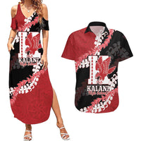 Personalized Kalani Hawaii High School Couples Matching Summer Maxi Dress and Hawaiian Shirt Puakenikeni Lei Hawaiian Pattern LT14 Red - Polynesian Pride