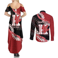 Personalized Kalani Hawaii High School Couples Matching Summer Maxi Dress and Long Sleeve Button Shirt Puakenikeni Lei Hawaiian Pattern - Polynesian Pride