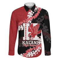Personalized Kalani Hawaii High School Family Matching Puletasi and Hawaiian Shirt Puakenikeni Lei Hawaiian Pattern LT14 Dad's Shirt - Long Sleeve Red - Polynesian Pride