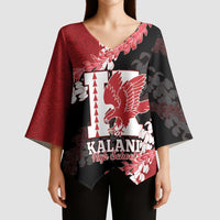Personalized Kalani Hawaii High School Kimono Sleeve Blouse Puakenikeni Lei Hawaiian Pattern - Polynesian Pride