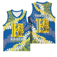 Personalized Kaiser Hawaii High School Basketball Jersey Puakenikeni Lei Hawaiian Pattern - Polynesian Pride