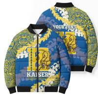 Personalized Kaiser Hawaii High School Bomber Puffer Jacket Puakenikeni Lei Hawaiian Pattern - Polynesian Pride