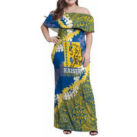 Personalized Kaiser Hawaii High School Family Matching Off Shoulder Maxi Dress and Hawaiian Shirt Puakenikeni Lei Hawaiian Pattern - Polynesian Pride