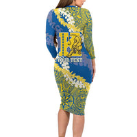 Personalized Kaiser Hawaii High School Long Sleeve Bodycon Dress Puakenikeni Lei Hawaiian Pattern - Polynesian Pride