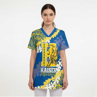 Personalized Kaiser Hawaii High School Scrub Top Puakenikeni Lei Hawaiian Pattern - Polynesian Pride