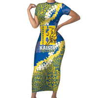 Personalized Kaiser Hawaii High School Short Sleeve Bodycon Dress Puakenikeni Lei Hawaiian Pattern - Polynesian Pride