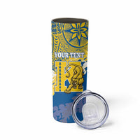 Personalized Kaiser Hawaii High School Skinny Tumbler Puakenikeni Lei Hawaiian Pattern - Polynesian Pride