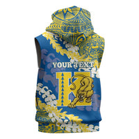 Personalized Kaiser Hawaii High School Sleeveless Hoodie Puakenikeni Lei Hawaiian Pattern - Polynesian Pride
