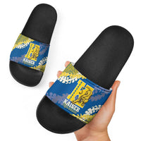 Kaiser Hawaii High School Slide Sandals Puakenikeni Lei Hawaiian Pattern - Polynesian Pride