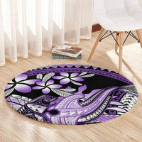 Purple Polynesian Round Carpet Hammerhead Shark Tattoo Royal Plumeria Gradient Vibes LT14 - Polynesian Pride