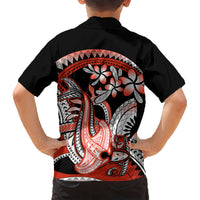 Red Polynesian Kid Hawaiian Shirt Hammerhead Shark Tattoo Royal Plumeria Gradient Vibes LT14 - Polynesian Pride