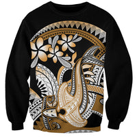 Gold Polynesian Hammerhead Shark Tattoo Sweatshirt Royal Plumeria Gradient Vibes LT14 Unisex Gold - Polynesian Pride