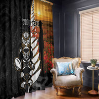 Custom New Zealand Silver Fern Rugby ANZAC Day Window Curtain 2024 All Black Tiki Mascot LT14 - Polynesian Pride