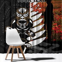 Custom New Zealand Silver Fern Rugby ANZAC Day Window Curtain 2024 All Black Tiki Mascot LT14 - Polynesian Pride