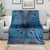 Blue African Dashiki With Fijian Tapa Pattern Blanket LT14 - Polynesian Pride