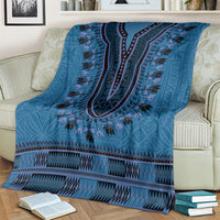 Blue African Dashiki With Fijian Tapa Pattern Blanket LT14 - Polynesian Pride