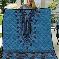 Blue African Dashiki With Fijian Tapa Pattern Quilt LT14 Blue - Polynesian Pride