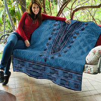 Blue African Dashiki With Fijian Tapa Pattern Quilt LT14 - Polynesian Pride