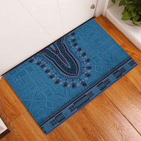 Blue African Dashiki With Fijian Tapa Pattern Rubber Doormat LT14 Blue - Polynesian Pride