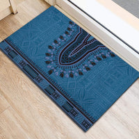 Blue African Dashiki With Fijian Tapa Pattern Rubber Doormat LT14 - Polynesian Pride